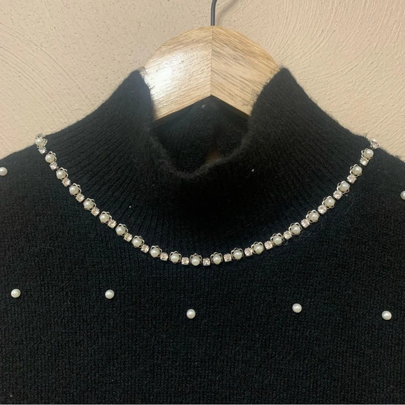 Zara Pearl Trim Knit Sweater Mini Dress Size Large Blogger's Fav - Picture 7 of 13